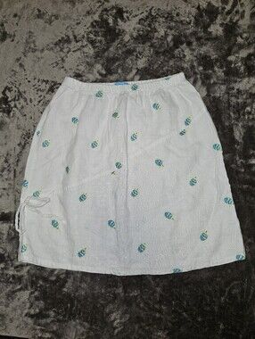 Cotton Connection White Embroidered Sea Turtle Mini Skirt Swim Suit Cover Up Lg